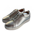 Fitflop Rally Silver Metallic Leather Trainer Sneakers UK Size 6 Comfortable