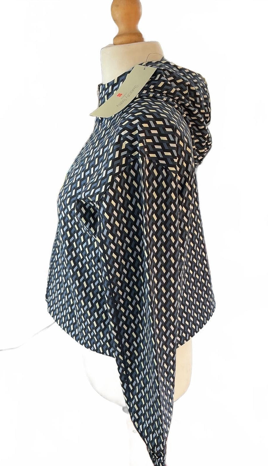 Sweaty Betty Explorer Cropped Zip Up Jacket Women XS Blue Linked Geo Print Ultra