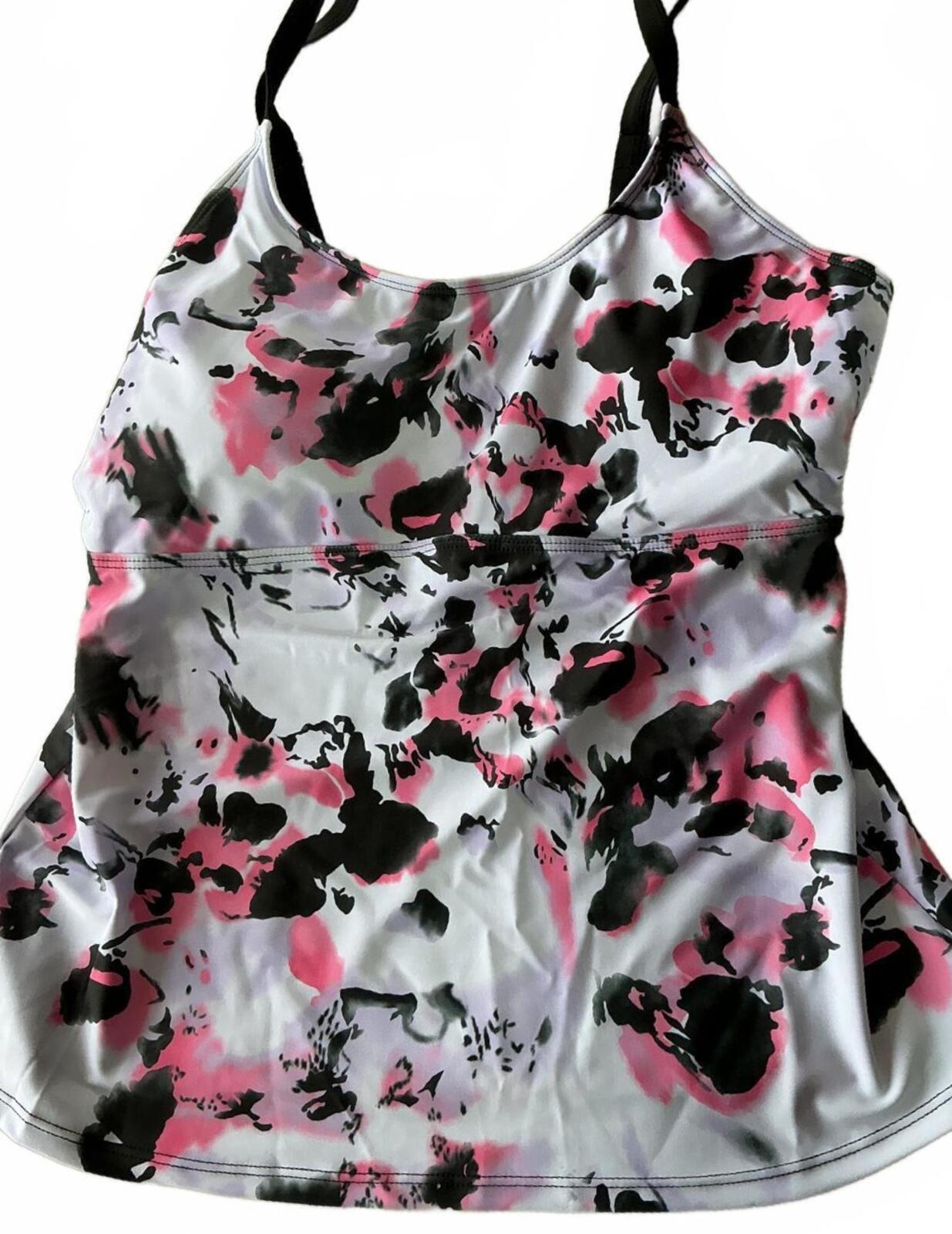 Regular XL Floral Print Sports Tankini with Black Shorts Swimwear Set