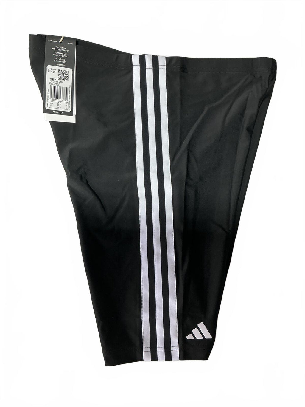 Adidas Men's Black Jammers Swim Shorts with White Stripes Size 34