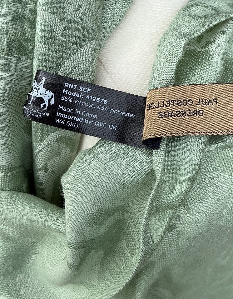 Paul Costelloe Dressage Women's Scarf Mint Green Jacquard Lightweight