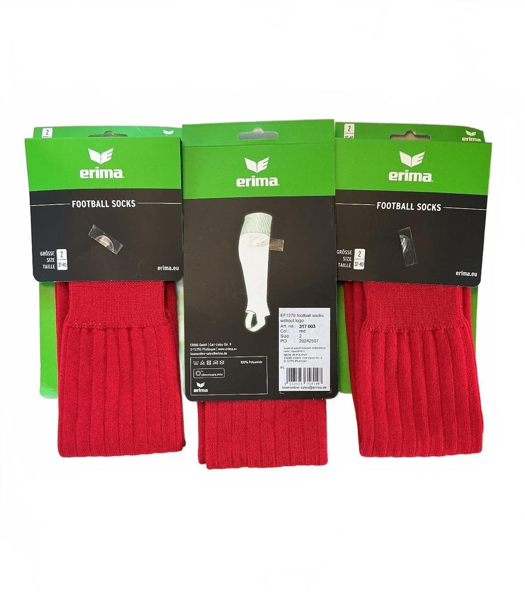 Erima EF1270 Football Socks Unisex Size 4-6.5 UK Red Without Logo