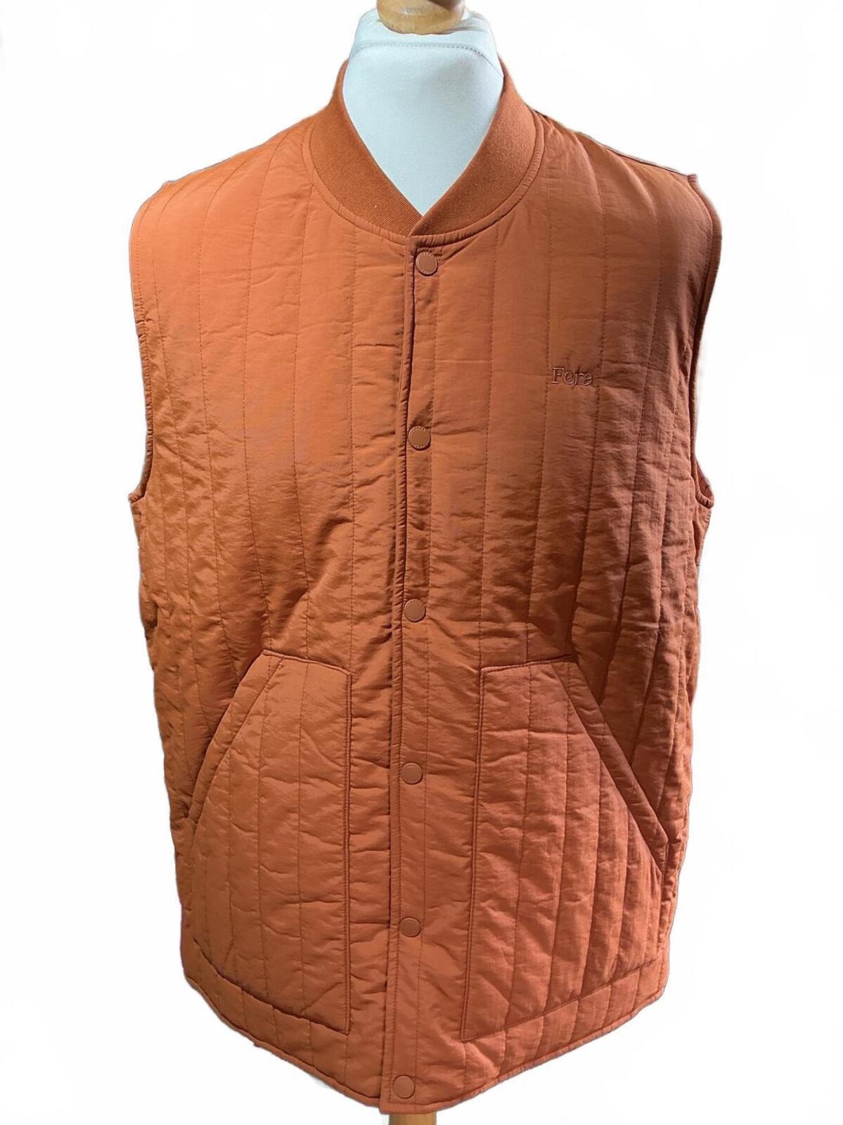 Fera Quilted Orange Sleeveless Vest Gilet Size Regular Xxl
