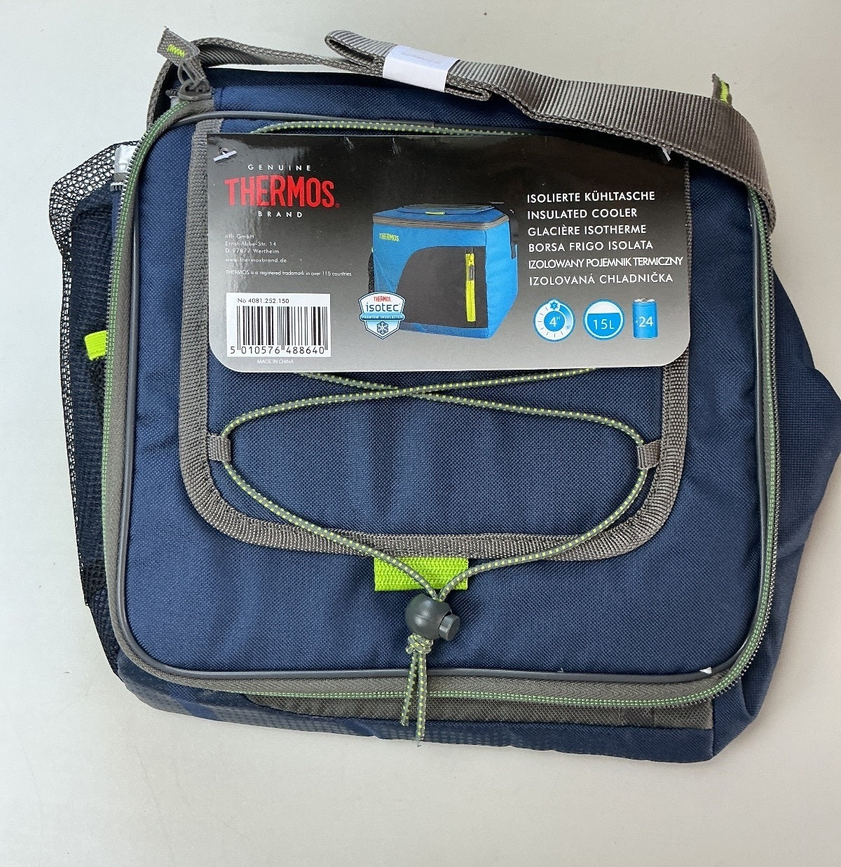 Thermos Insulated Cooler Bag 15L Blue Grey Lightweight Portable New